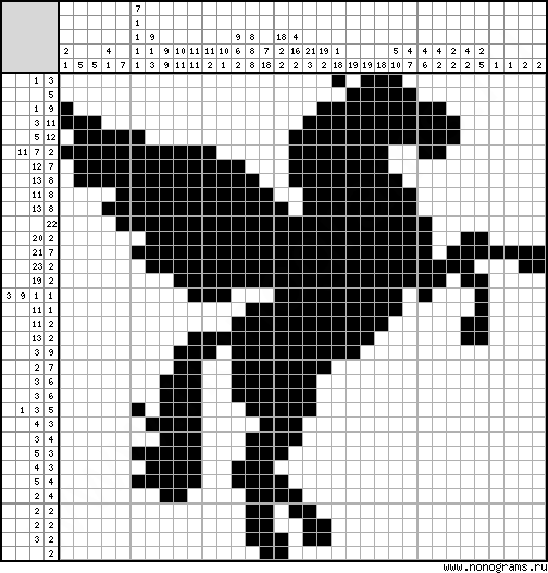 Black & white Japanese crossword «Pegasus»