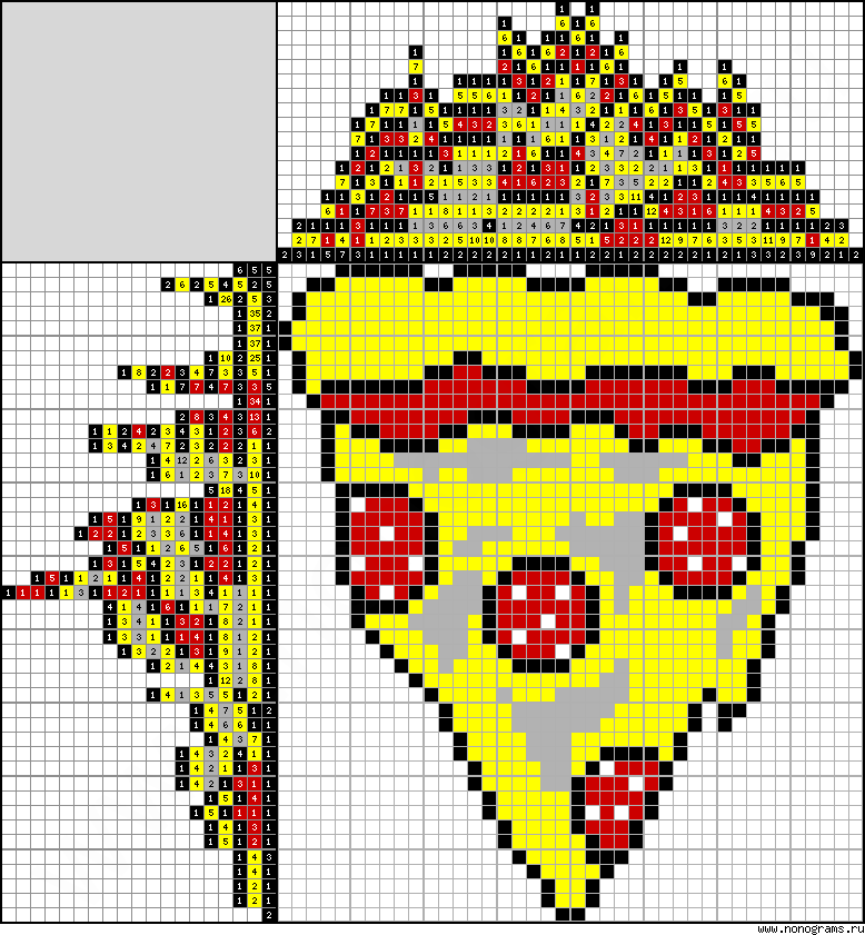 Colour Japanese crossword «Slice of pizza»