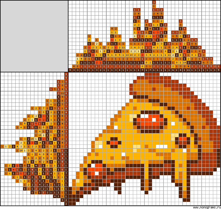 Colour Japanese crossword «Pizza»