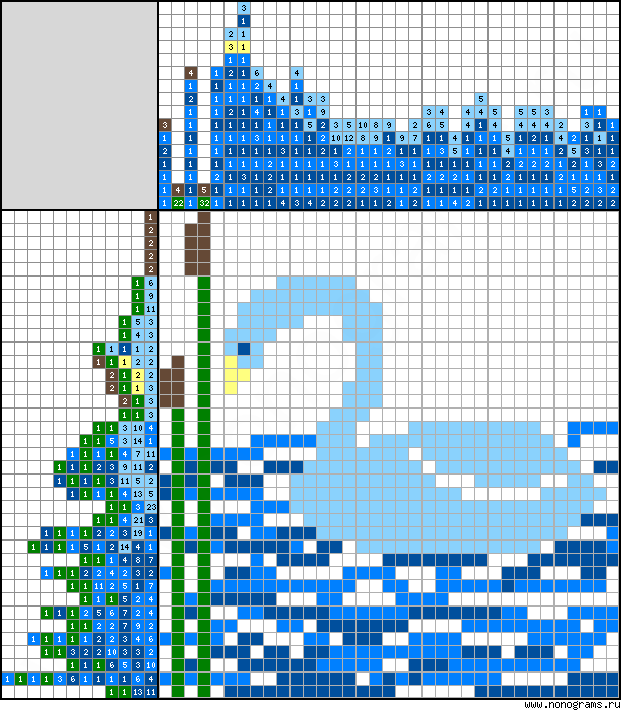 Colour Japanese crossword «Lake»