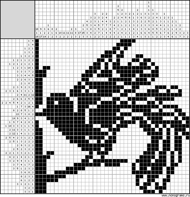 Black and white Japanese crossword «Bird»
