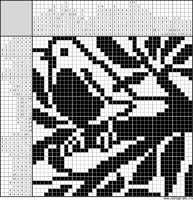 Black and white Japanese crossword «Bird»