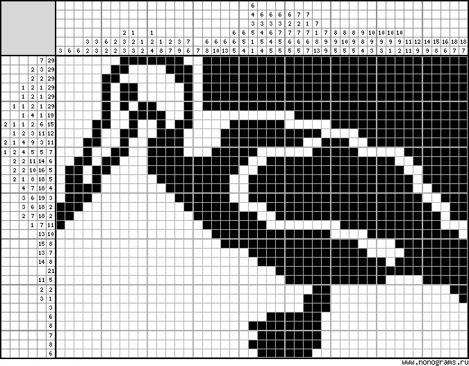 Black and white Japanese crossword «Bird»