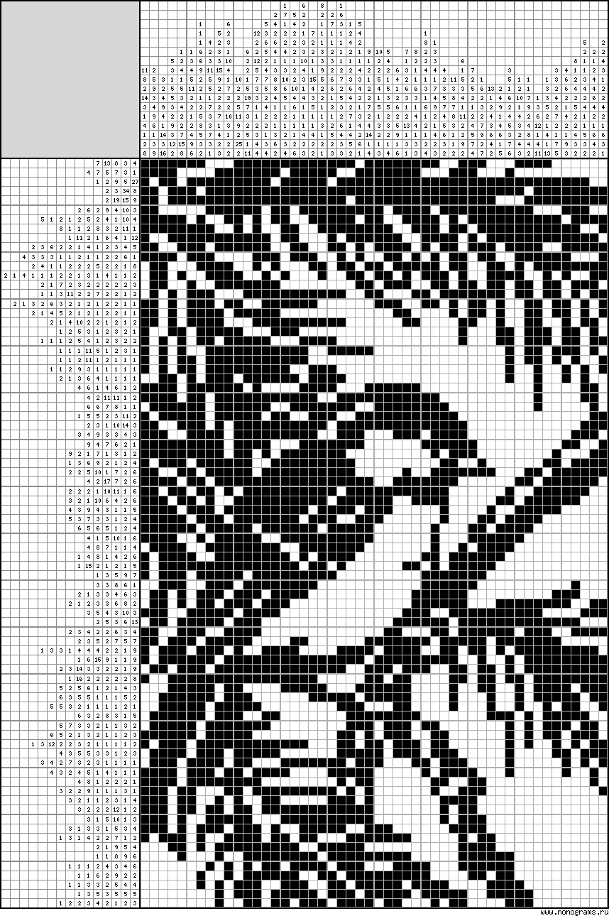 Black and white Japanese crossword «Bird»