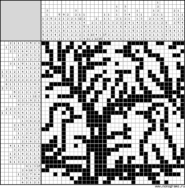 Black and white Japanese crossword «Birds»