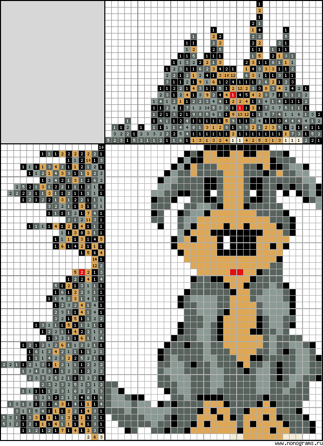 Colour Japanese crossword «Dog»