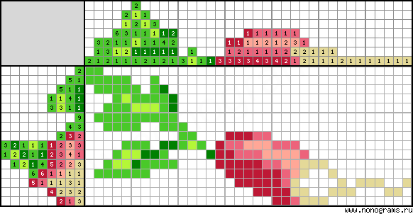 Colour Japanese crossword «Radish»