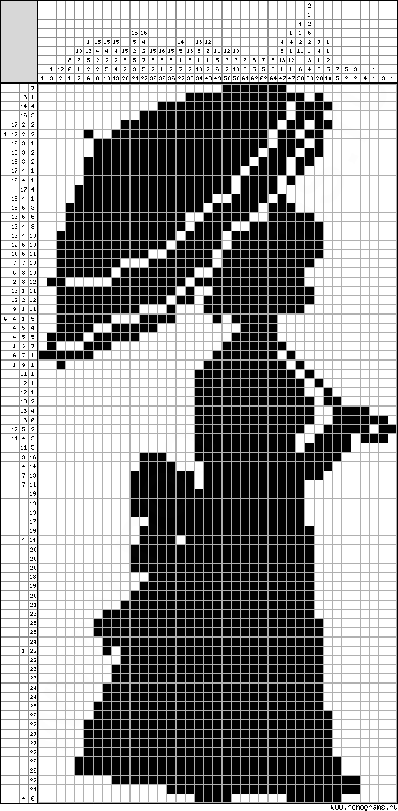 Black and white Japanese crossword «Silhouette of the lady»