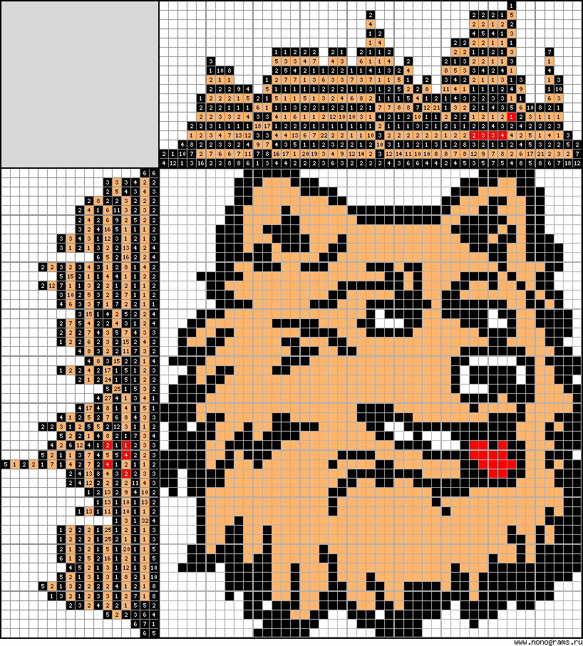 Colour Japanese crossword «Dog»
