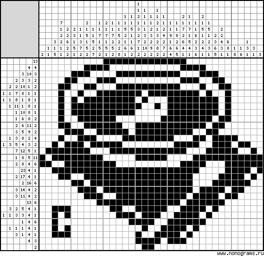 Black & white Japanese crossword «Soup»