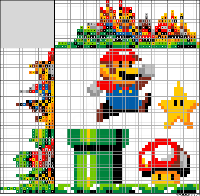 Colour Japanese crossword «Super Mario»