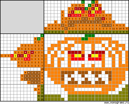 Colour Japanese crossword «Pumpkin»