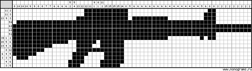 Black and white Japanese crossword «Rifle»