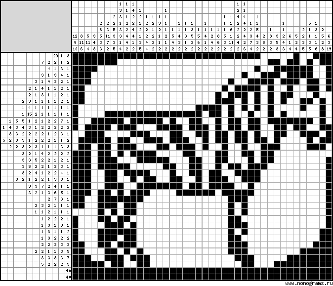 Black & white Japanese crossword «Zebra»