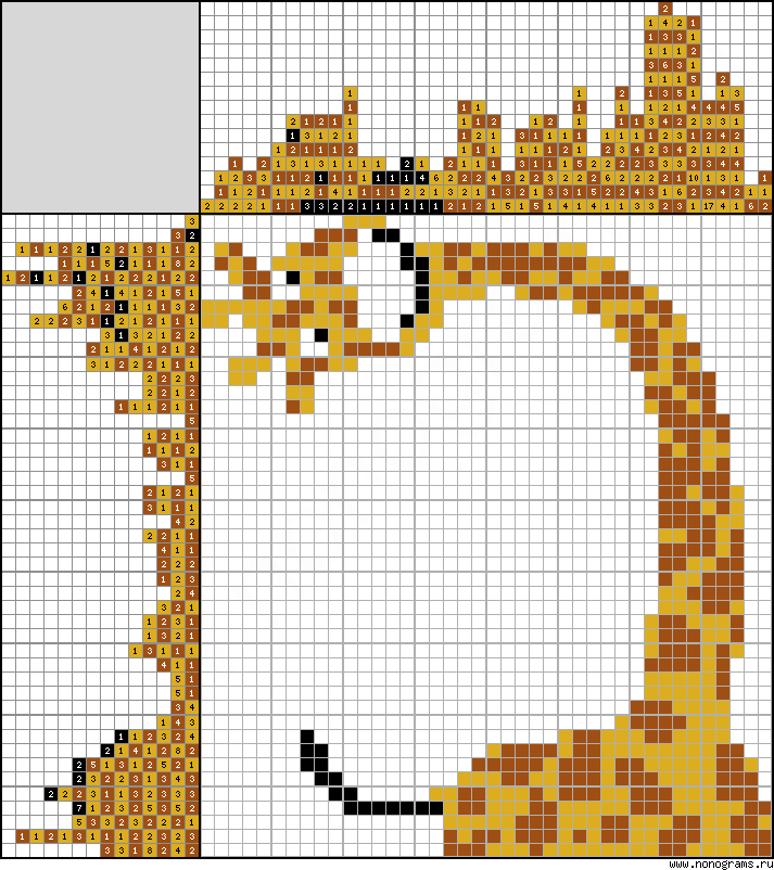 Colour Japanese crossword «Giraffe»
