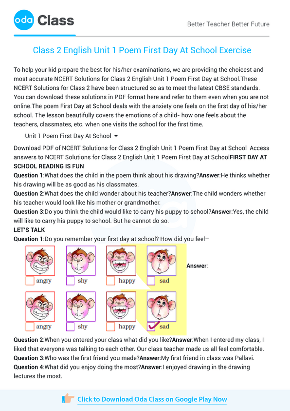 NCERT Solutions for Class 2 English Chapter 1