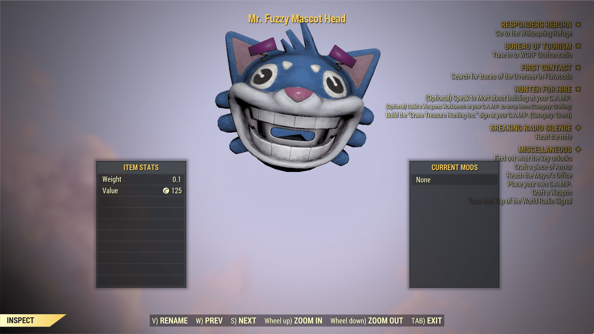 Buy Clean Mr. Fuzzy Mascot Suit an in FALLOUT 76 Items Offer 249783078