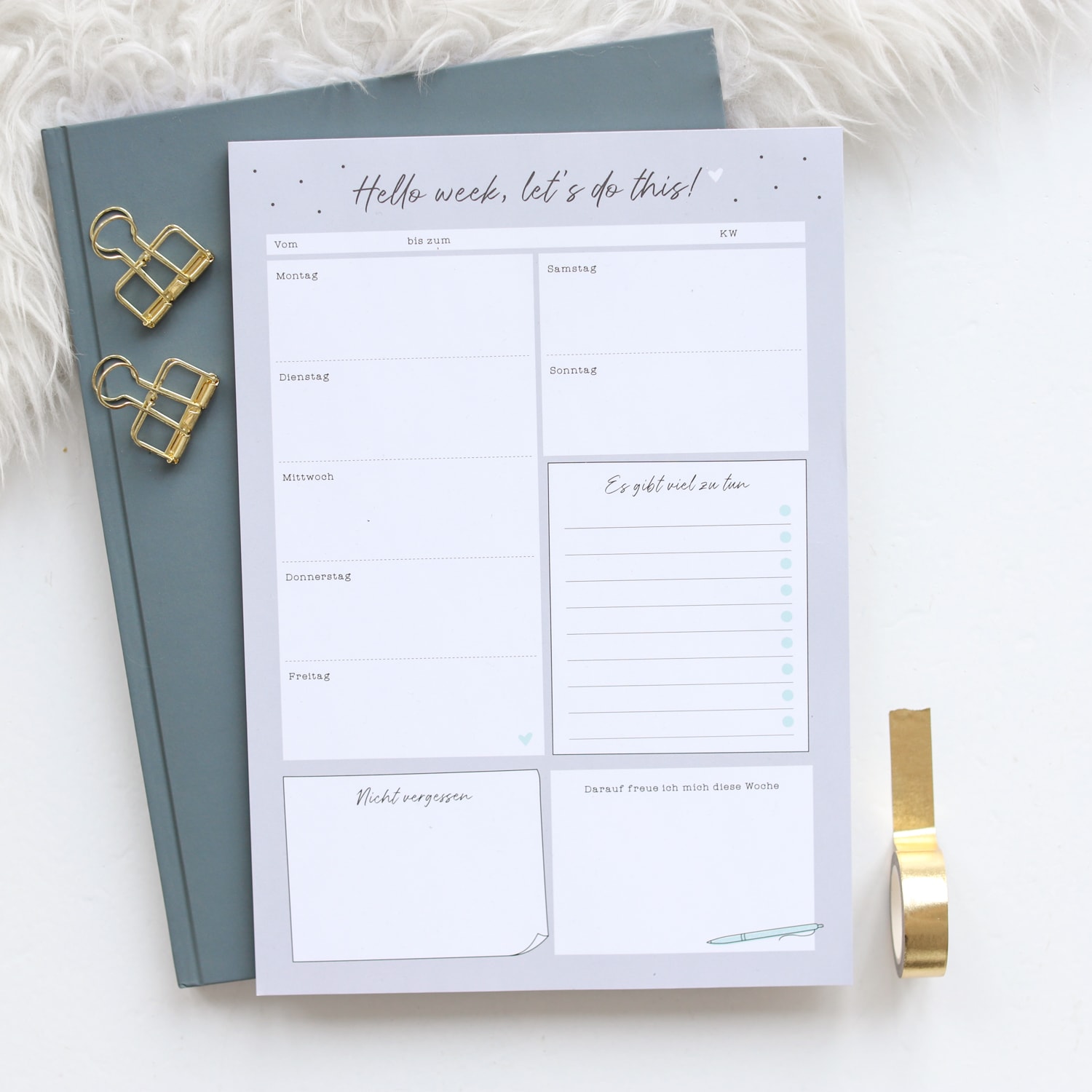 2023 Kalender Odernichtoderdoch Notizblock A4 „Wochenplaner", Blau