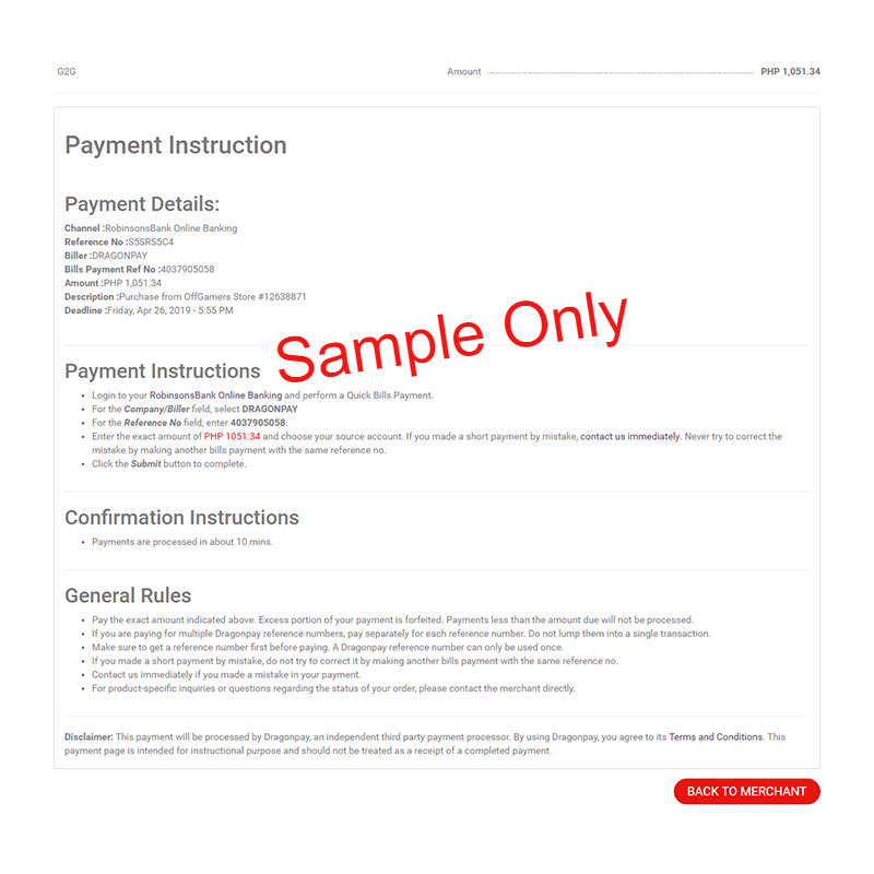 使用Robinson's Bank Bill Payment结账 OffGamers Payment Guide