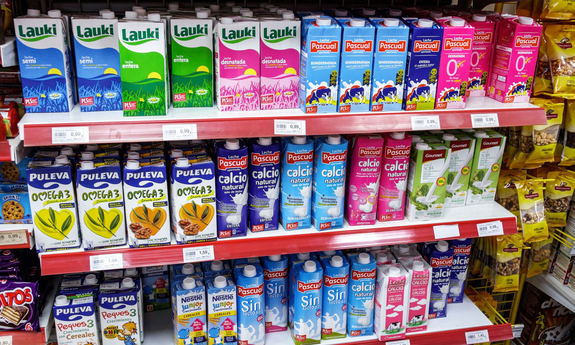 Grocery Store Shelf Milk