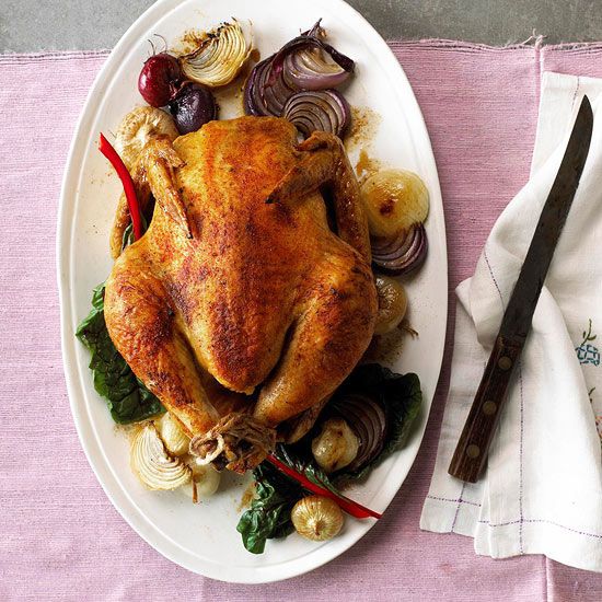 Roast for 1 hour or until the breast is firm and the chicken is turning golden brown. Spice-Rubbed Chicken with Roasted Onions | Better Homes ...