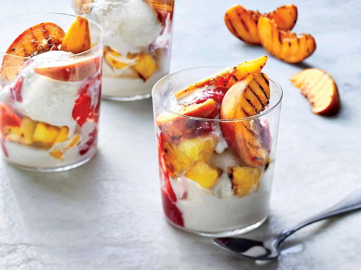Grilled Peach And Pineapple Melba Sundaes Recipe Justin Chapple Food Wine