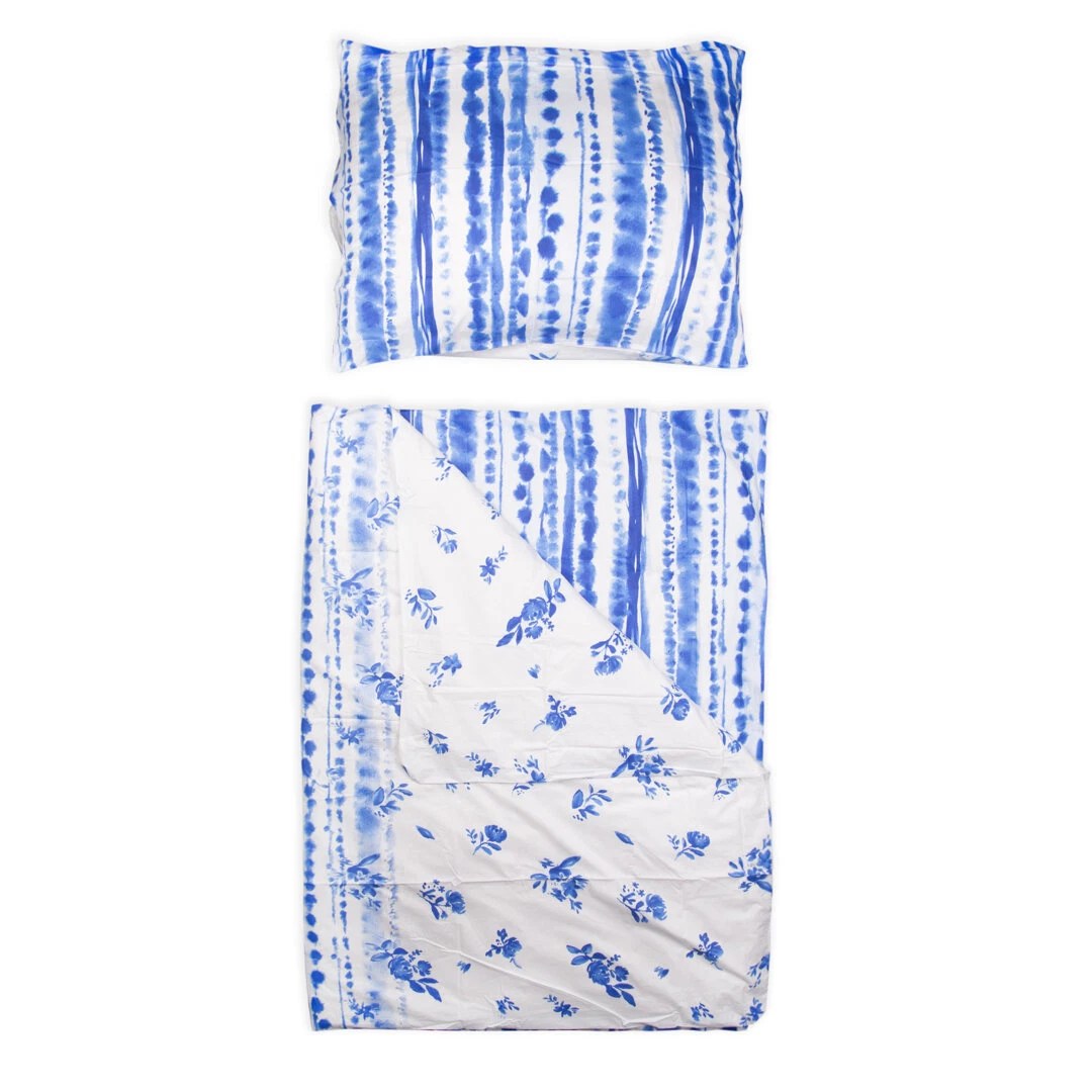 Cotton Duvet Cover Set Blue Blossom