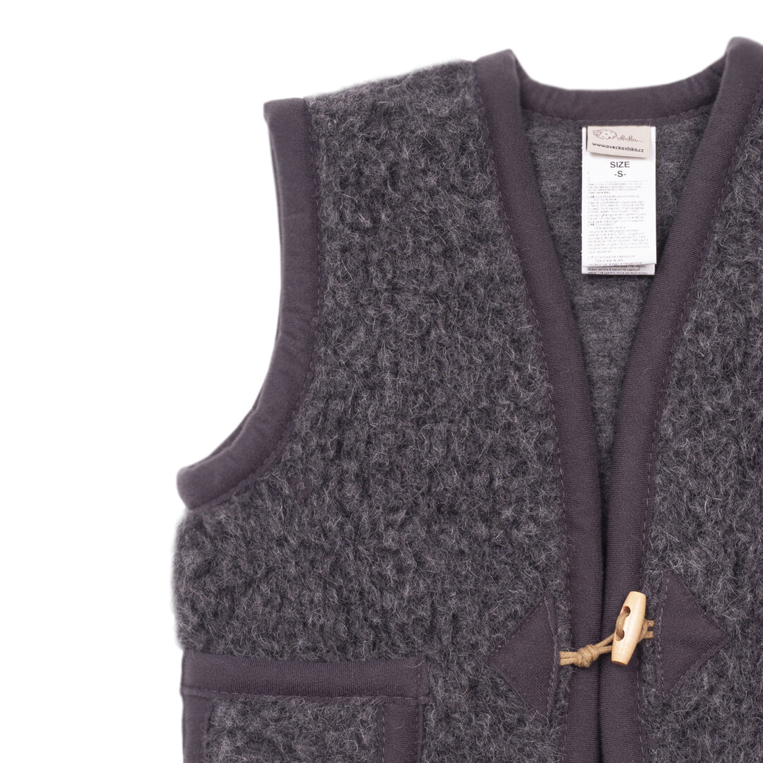 Children's Toggle Tie Wool Vest Dark Grey