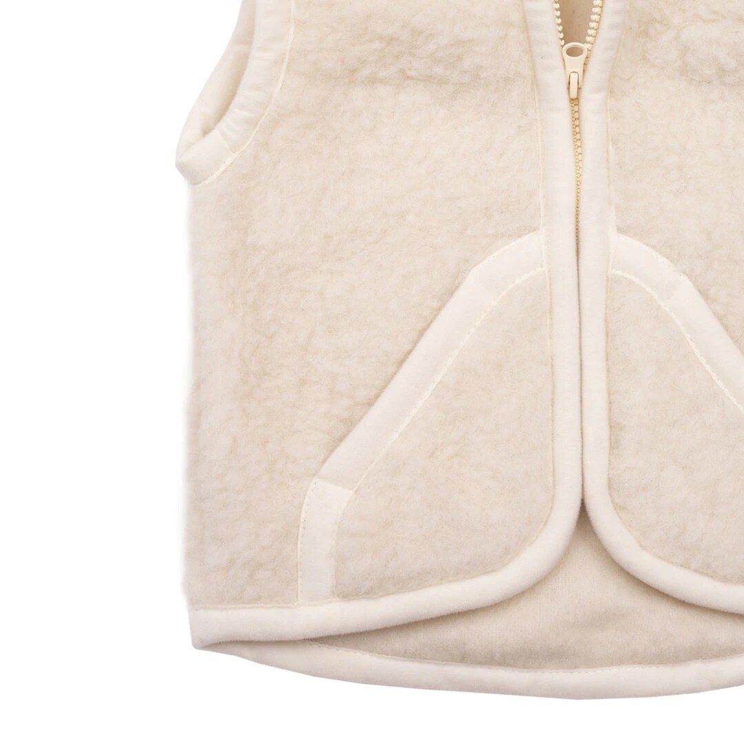 Children's Hooded Wool Vest Natural