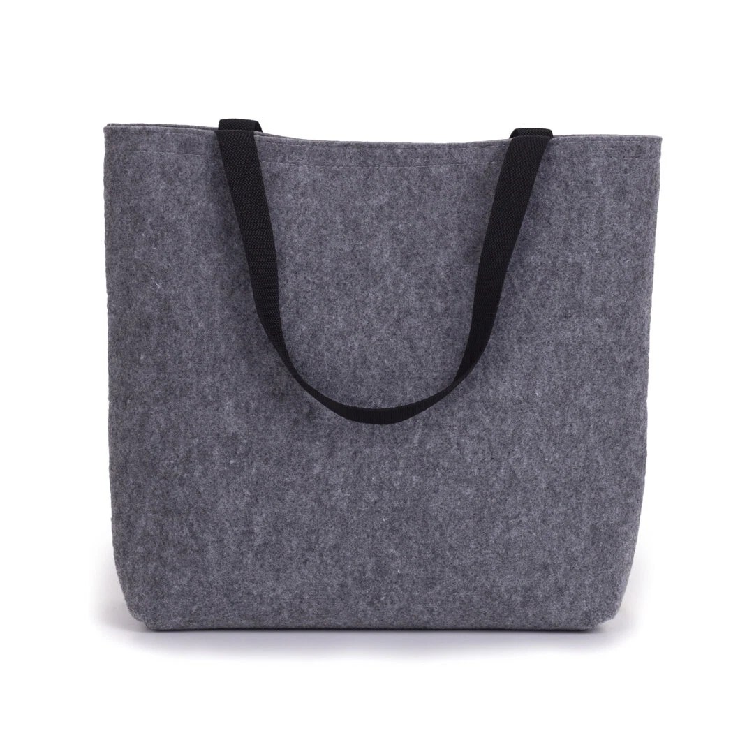 Felt Tote Bag with Short Straps Grey