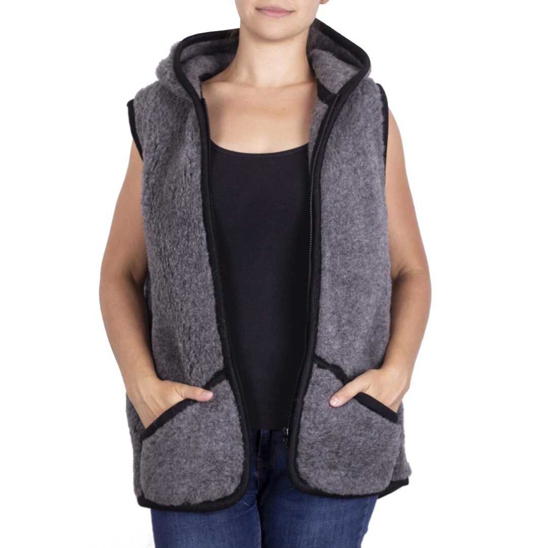 Hooded Wool Vest Dark Grey