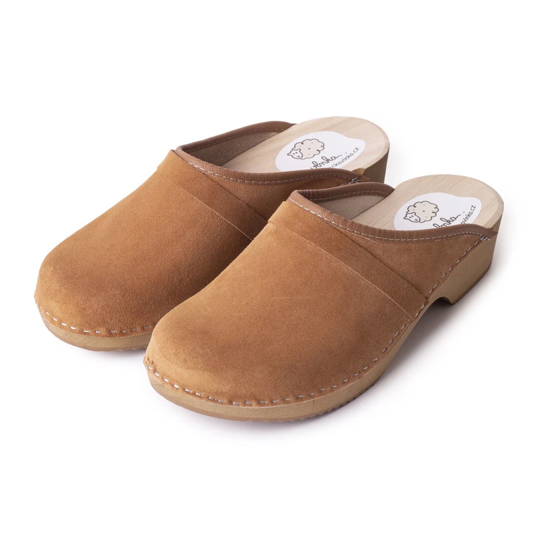 Women's Brushed Leather Anatomic Clogs Brown