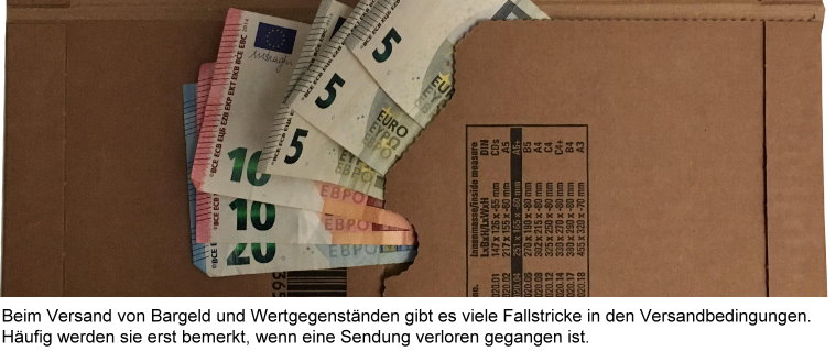 Geld, Schmuck und Wertvolles versichert verschicken