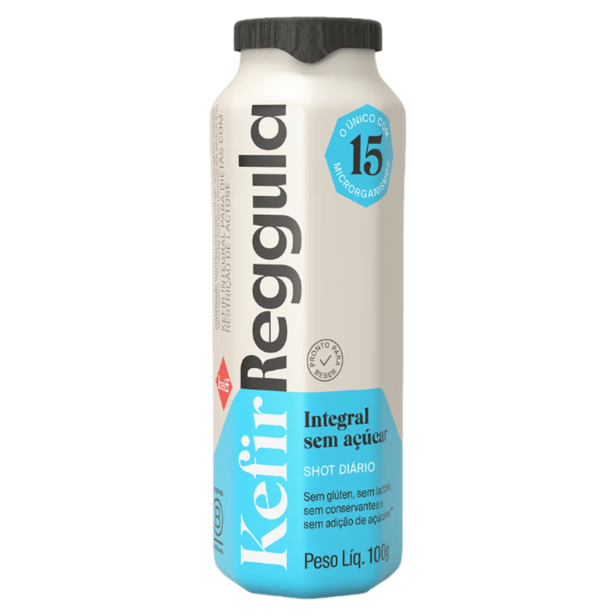 Kefir Integral Zero Lactose Kefir Reggula Shot Diário Frasco 100g Pão