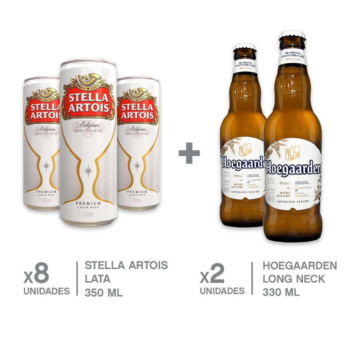 Kit com 8 Cerveja Lager Premium Stella Artois Lata 350ml + 2 Cerveja