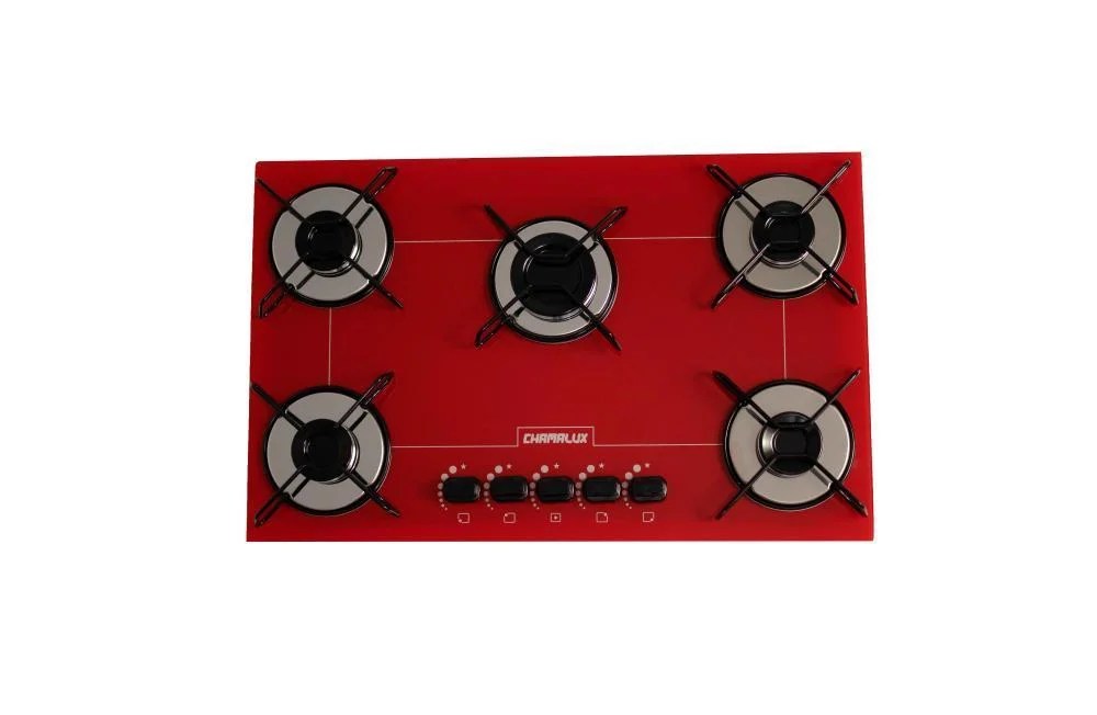 Fogão Cooktop 5 Bocas Vermelho Bivolt Chamalux Pão de Açúcar