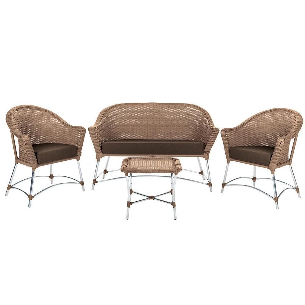 1 Sofá Roma, 2 Poltronas Roma, 1 Mesinha Guanabara Goiaba Estonado A21