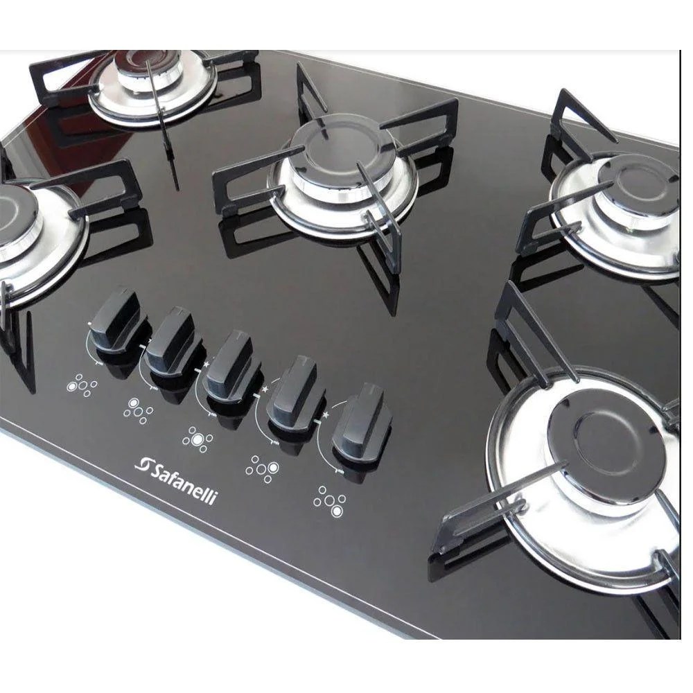 Fogão Cooktop 5 Bocas Semplice Safanelli Preto Bivolt Pão de Açúcar