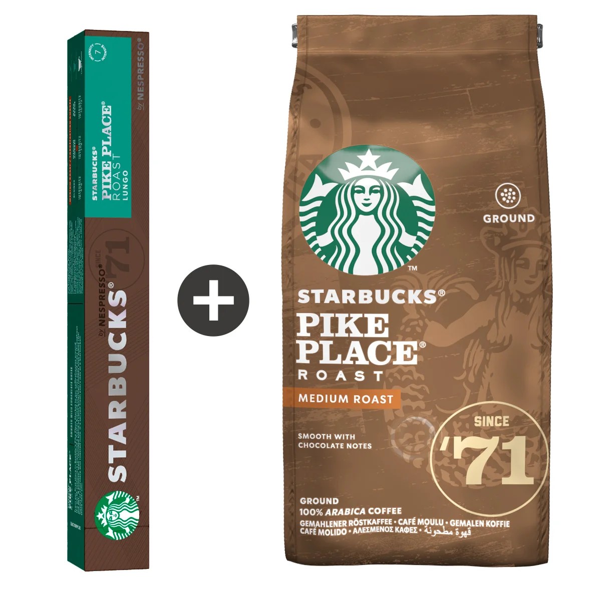 KIT Cápsulas de Café STARBUCKS Nespresso Pike Place Roast Lungo 10