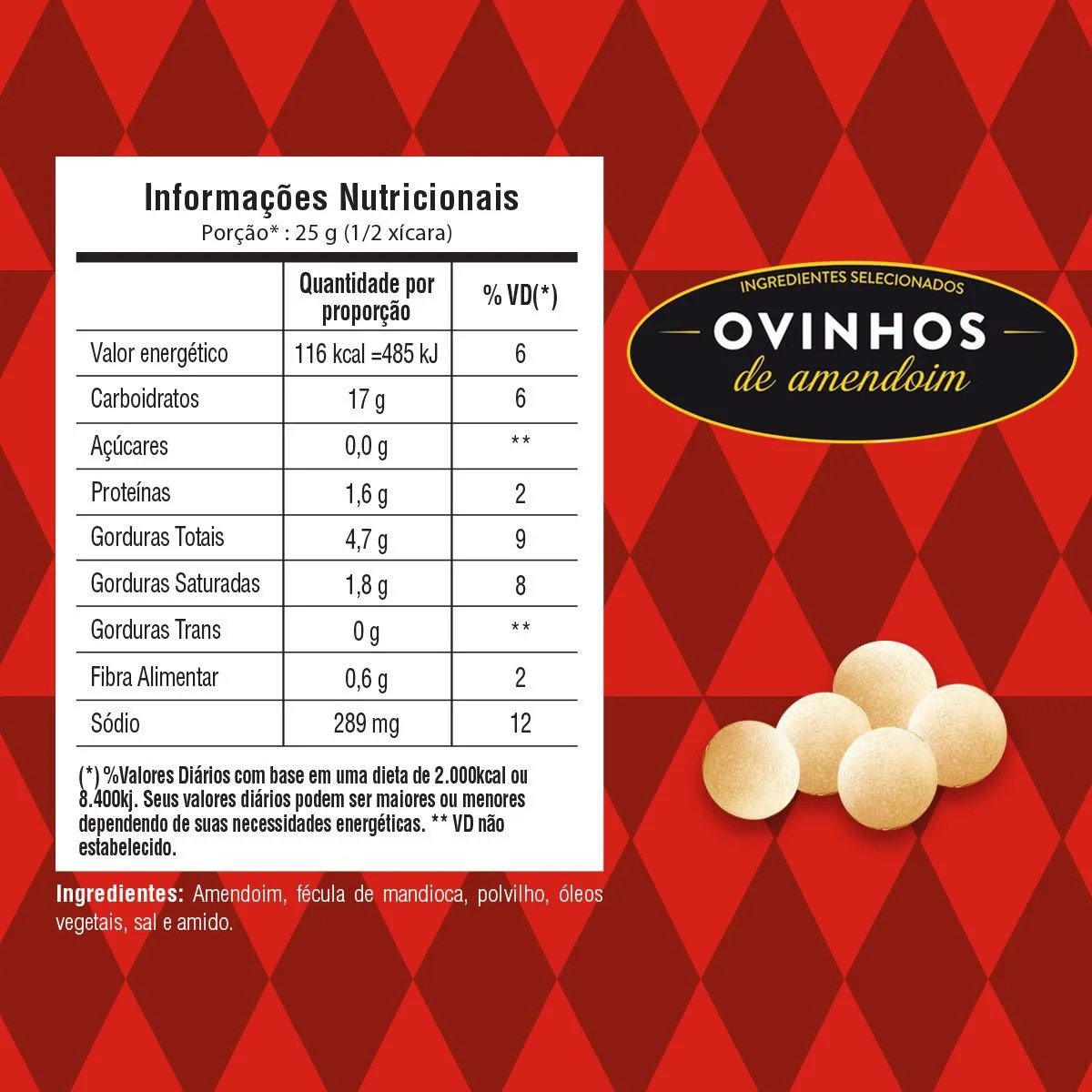 Ovinhos de Amendoim Elma Chips Pacote 170g Pão de Açúcar
