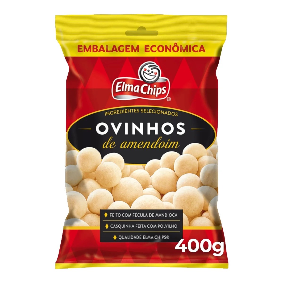 Ovinhos de Amendoim Elma Chips Pacote 400g Embalagem Econômica Pão de