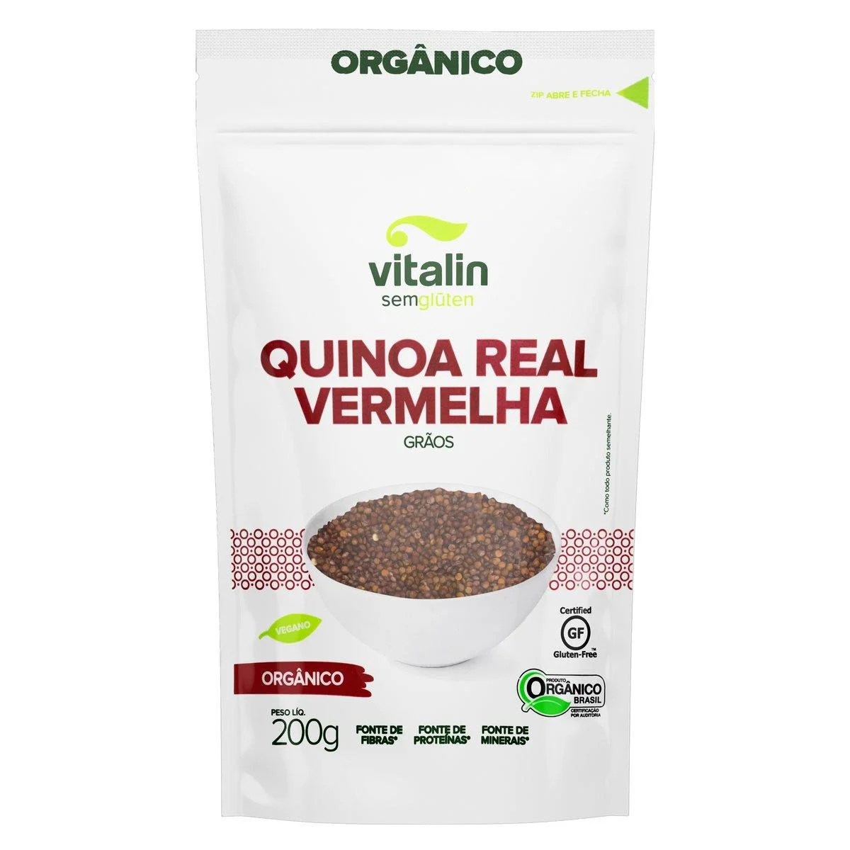 Quinoa Real Vermelha em Grãos Orgânica Vitalin Pouch 200g Pão de Açúcar