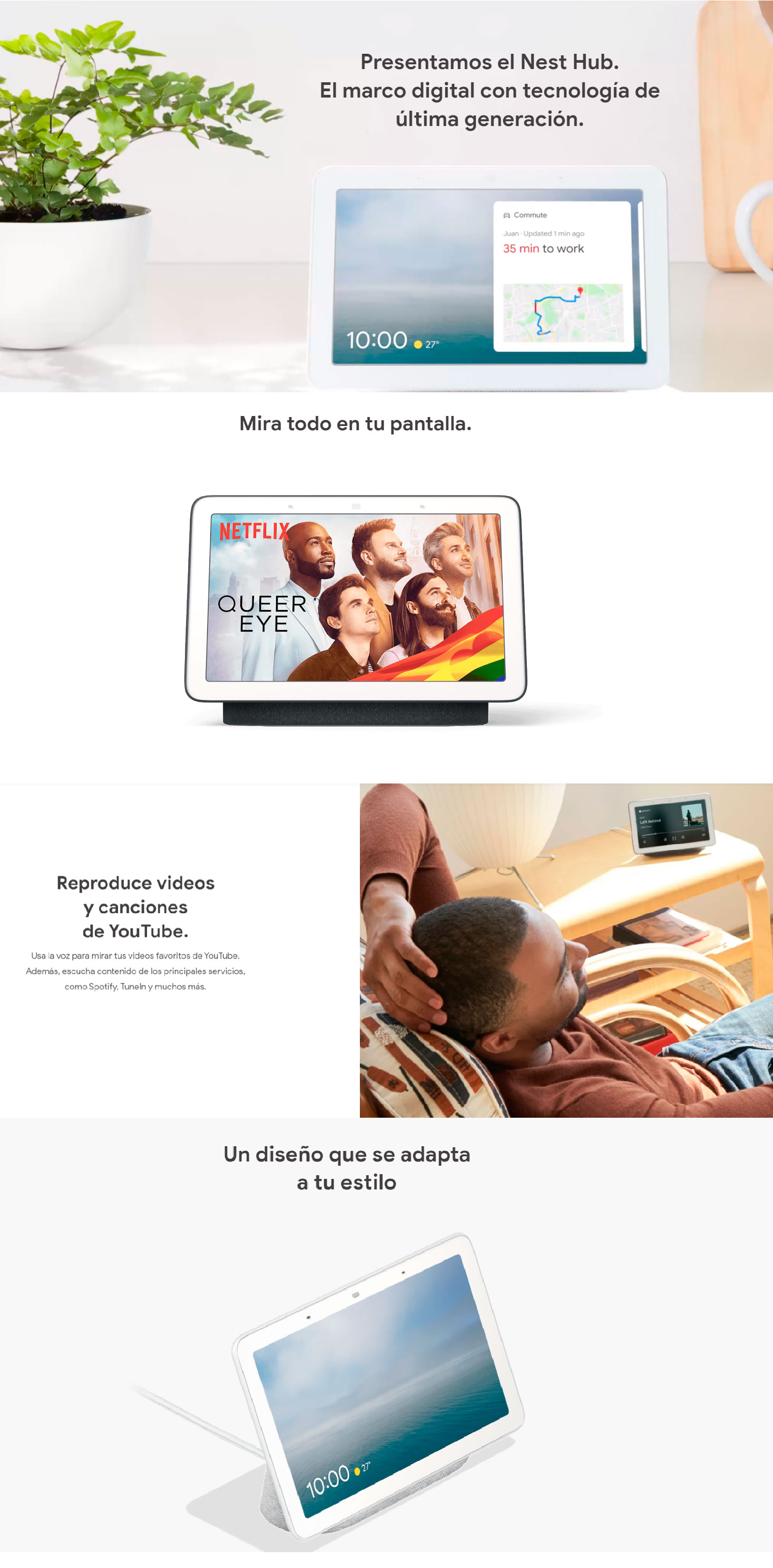Google Asistente de voz en Español con pantalla Google Home Hub 7" PC