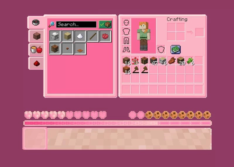 Cute pink GUI Minecraft Texture Pack