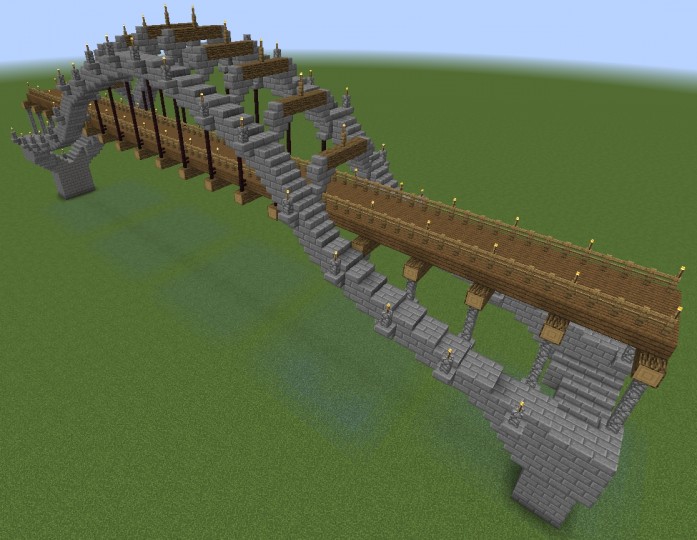 Wood and Stone bridge 'The Wave' Minecraft Project