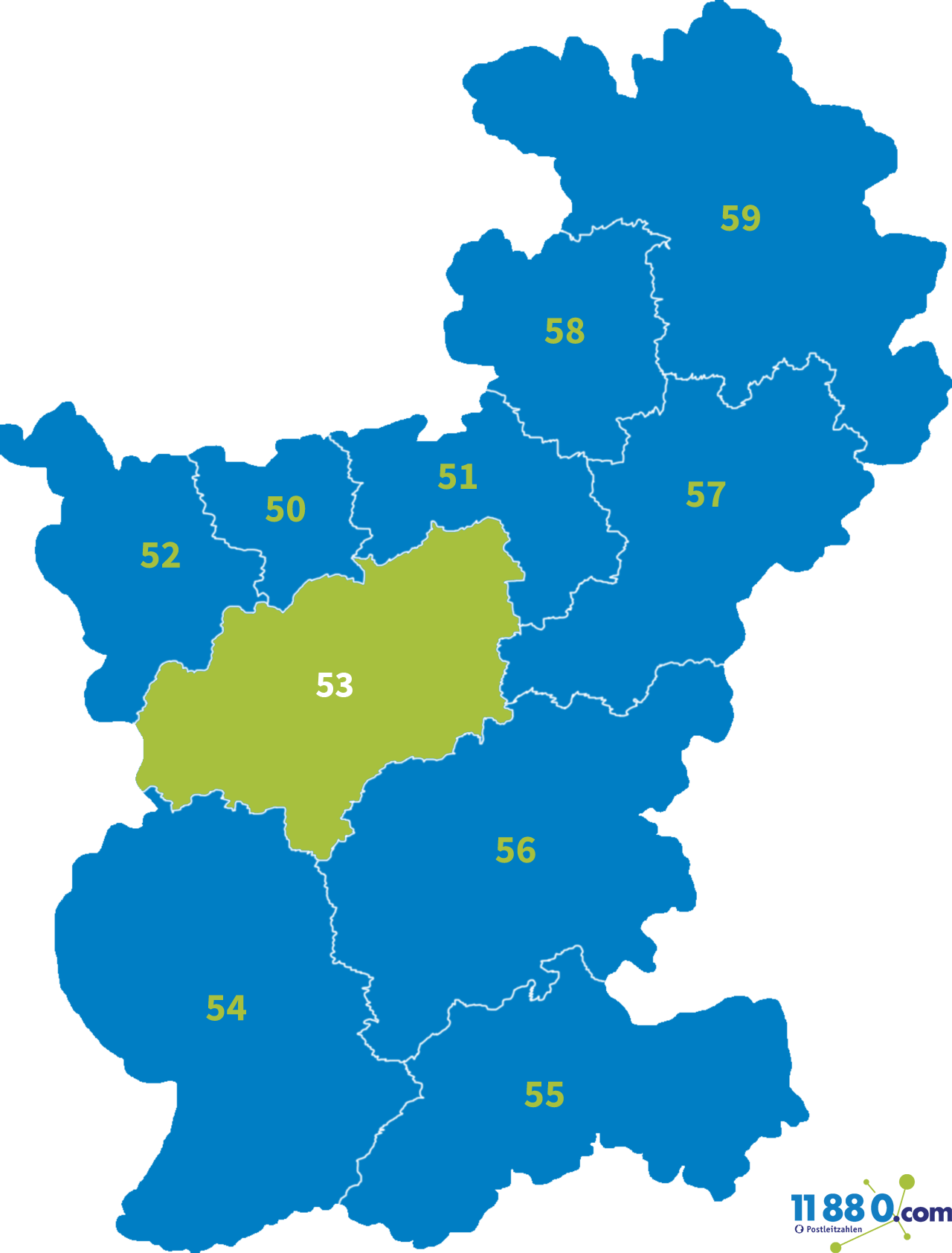 Plz 53 Karte PLZ 53 Postleitzahl Bereich 53 » postleitzahlen.de