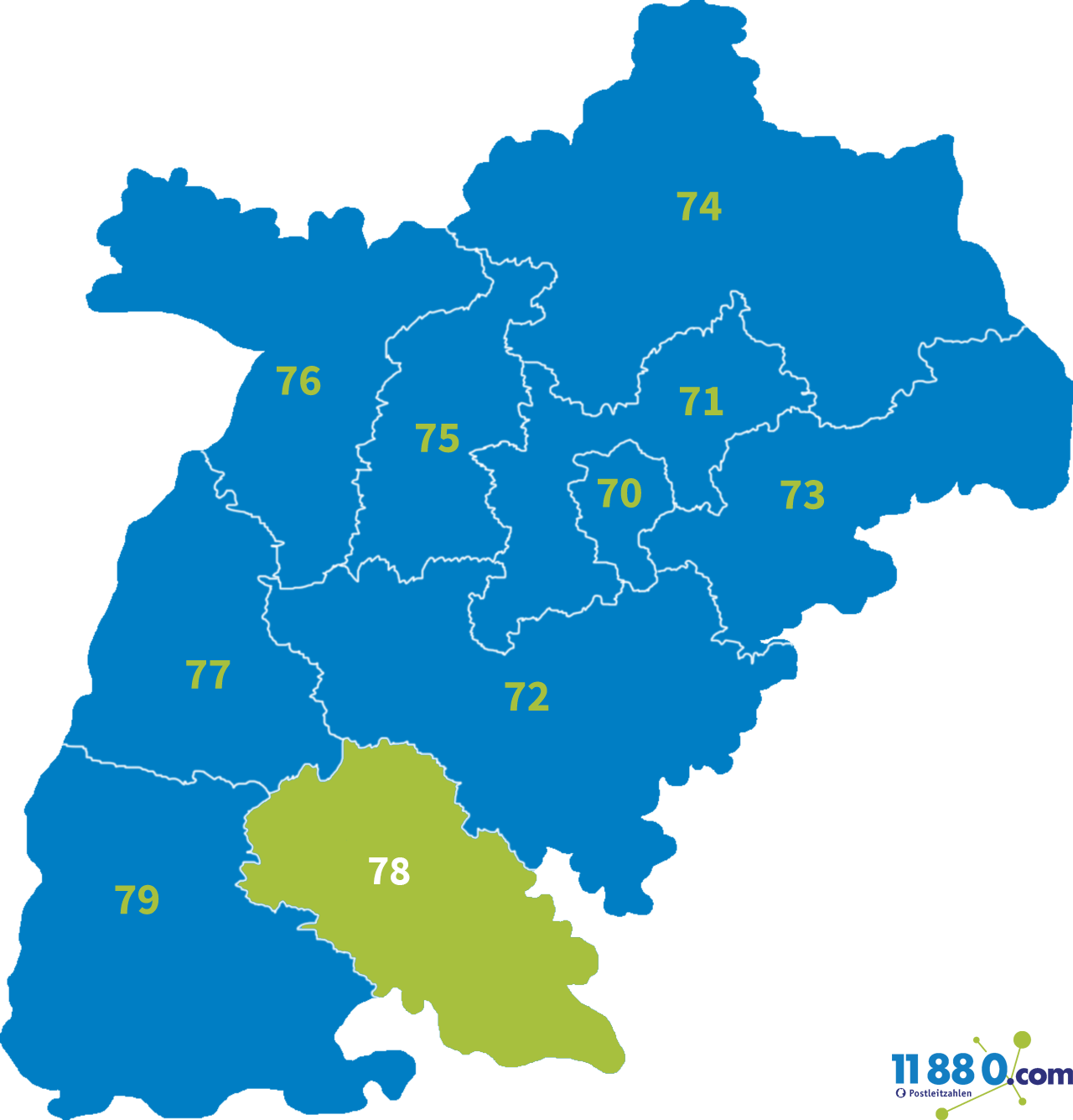 Plz 78 Karte PLZ 78 Postleitzahl Bereich 78 » postleitzahlen.de