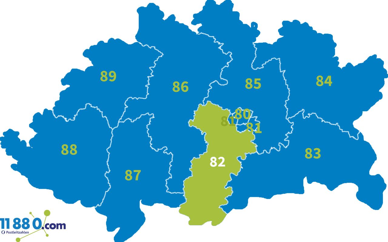 Plz 82 Karte PLZ 82 Postleitzahl Bereich 82 » postleitzahlen.de