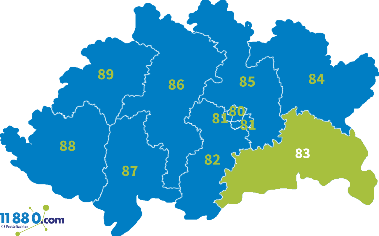 Plz 83 Karte PLZ 83 Postleitzahl Bereich 83 » postleitzahlen.de