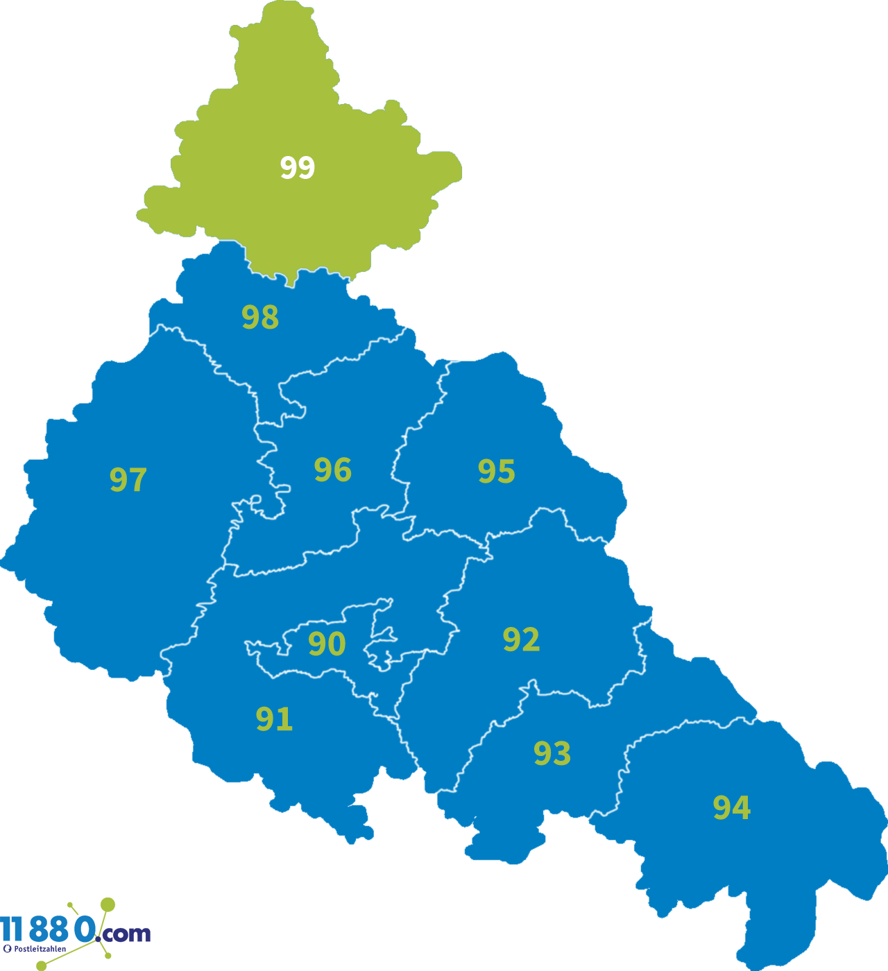 Postleitzahlen 99 Karte PLZ 99 Postleitzahl Bereich 99 » postleitzahlen.de